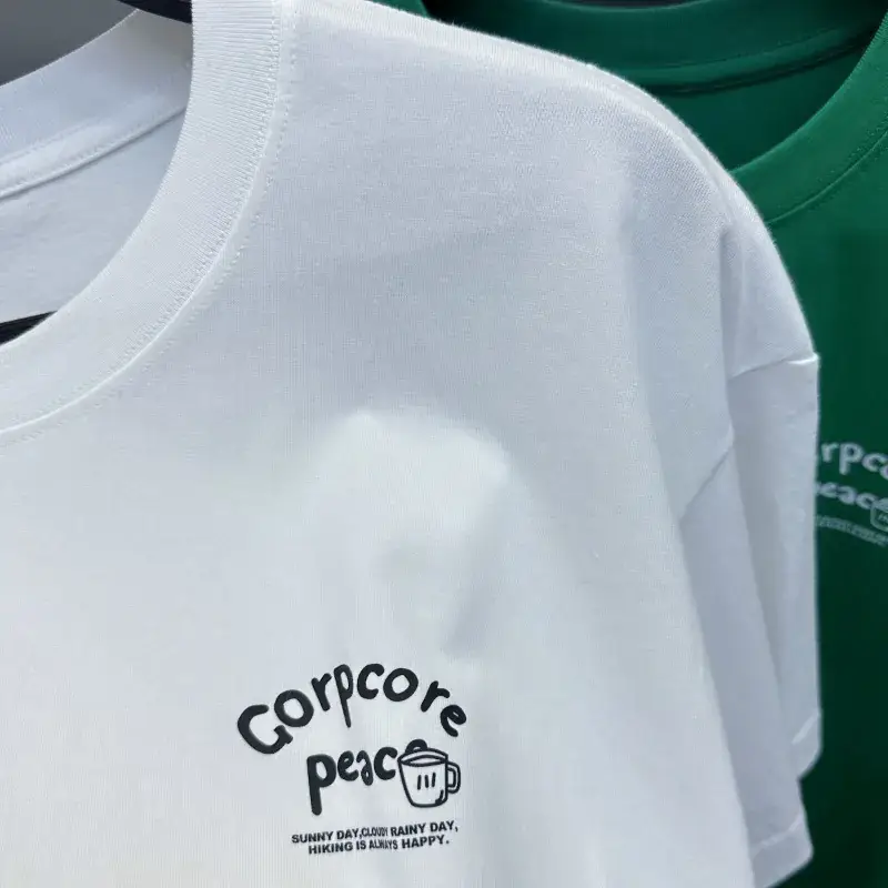 Men Printed Casual T-Shirt White Loose Fit Short Sleeve - Image 5
