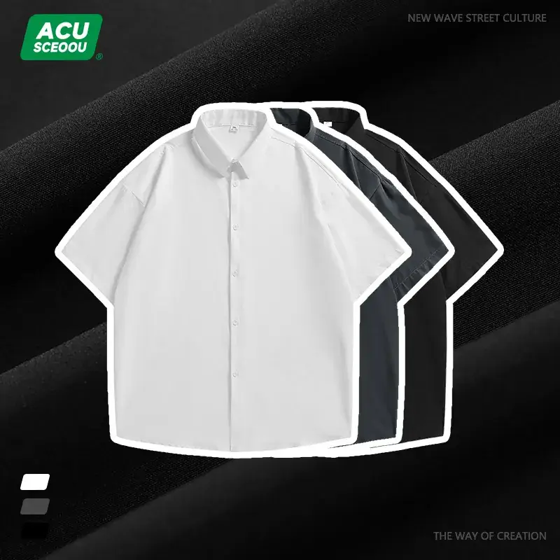 Men's Black Off-Shoulder Lapel Shirt Ice Silk 2025 - Image 5