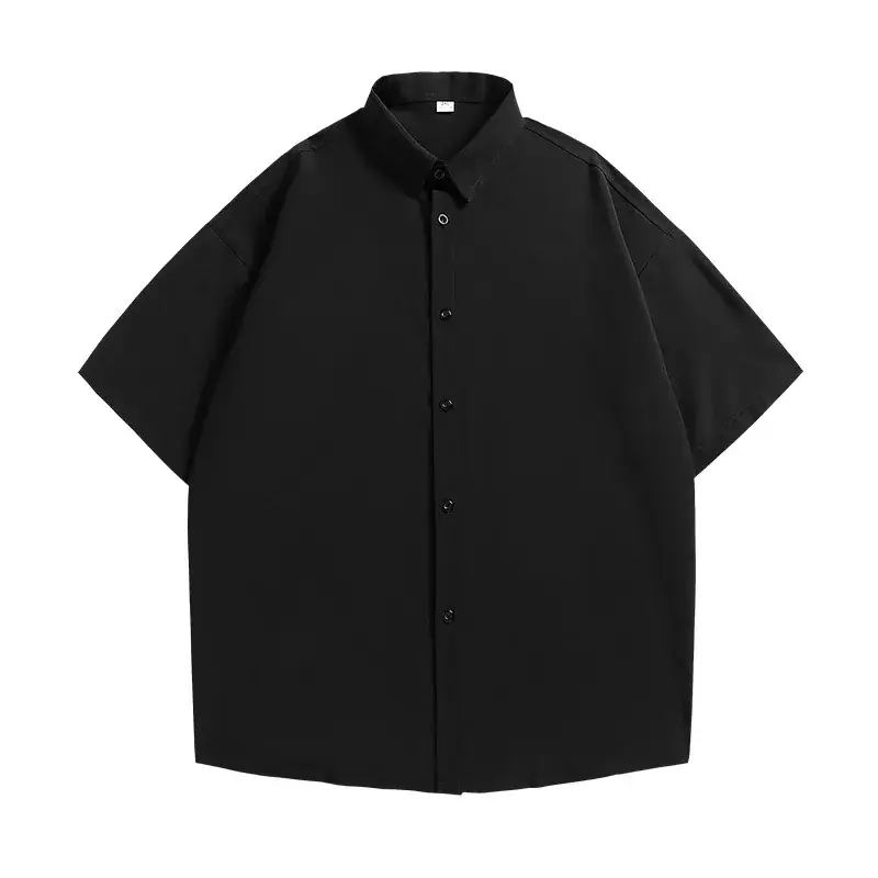 Men's Black Off-Shoulder Lapel Shirt Ice Silk 2025 - Image 8