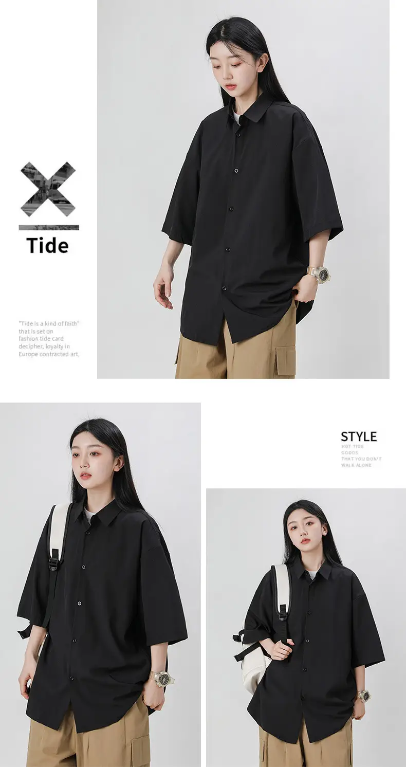 Men's Black Off-Shoulder Lapel Shirt Ice Silk 2025 — feature 13