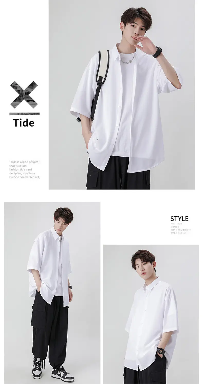 Men's Black Off-Shoulder Lapel Shirt Ice Silk 2025 — feature 16