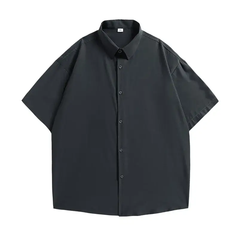 Men's Black Off-Shoulder Lapel Shirt Ice Silk 2025 - Image 2