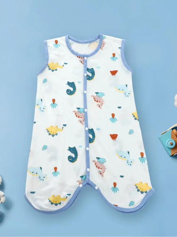 Newborn Baby Sleepwear White Pink Cotton Anti-Kick Pajamas - Image 7