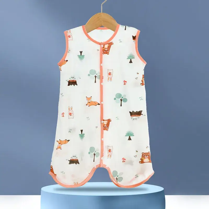Newborn Baby Sleepwear White Pink Cotton Anti-Kick Pajamas - Image 2