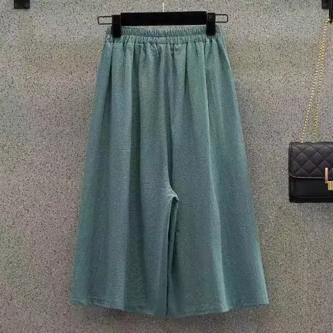 New Women's 2023 Green Wide Leg Hip Capri Skirts - Image 5