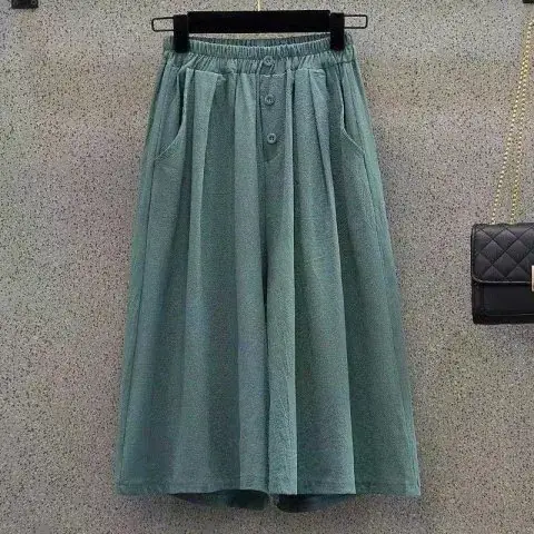 New Women's 2023 Green Wide Leg Hip Capri Skirts - Image 7