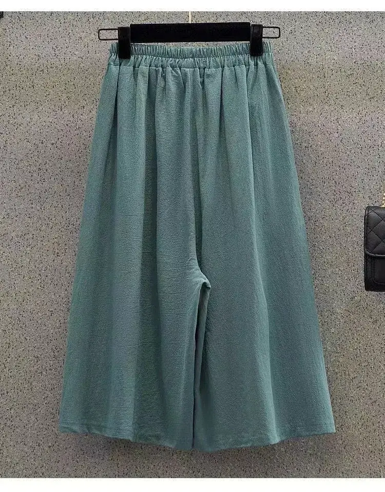 New Women's 2023 Green Wide Leg Hip Capri Skirts - Image 2