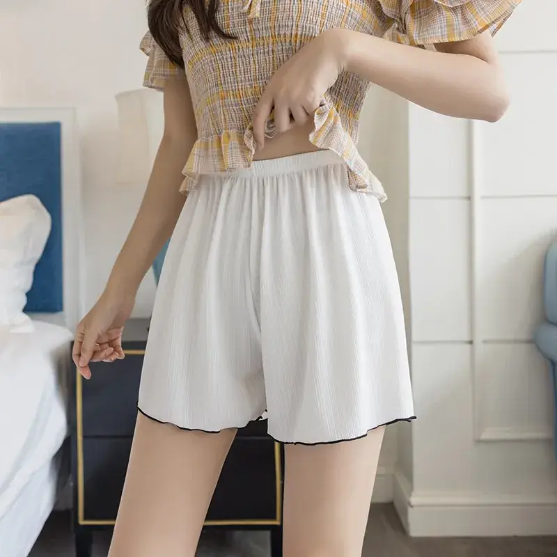 Women's Anti-Walking Jacquard Shorts White Black - Image 2