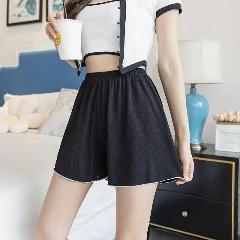 Women's Anti-Walking Jacquard Shorts White Black - Image 3