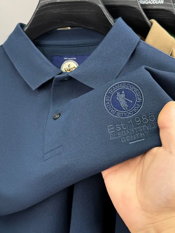 Men's White Polo Shirt with Embroidered Logo 220g