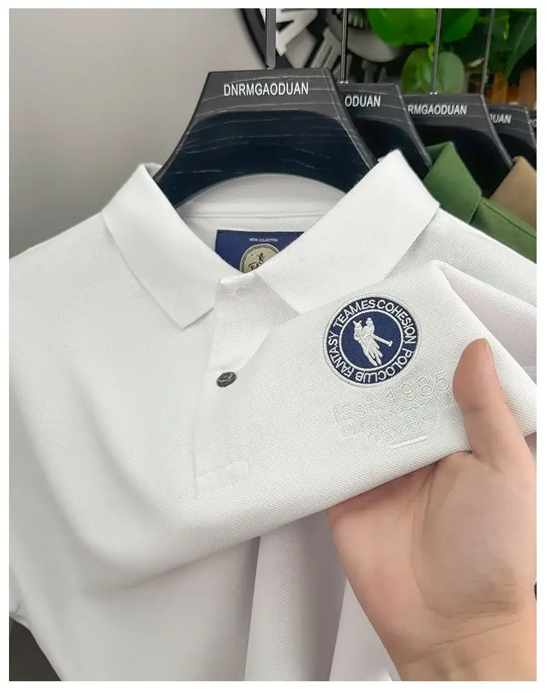 Men's White Polo Shirt with Embroidered Logo 220g — feature 21
