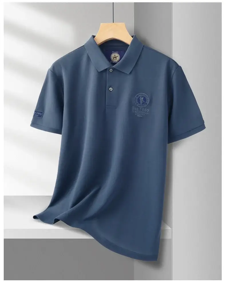 Men's White Polo Shirt with Embroidered Logo 220g — feature 26