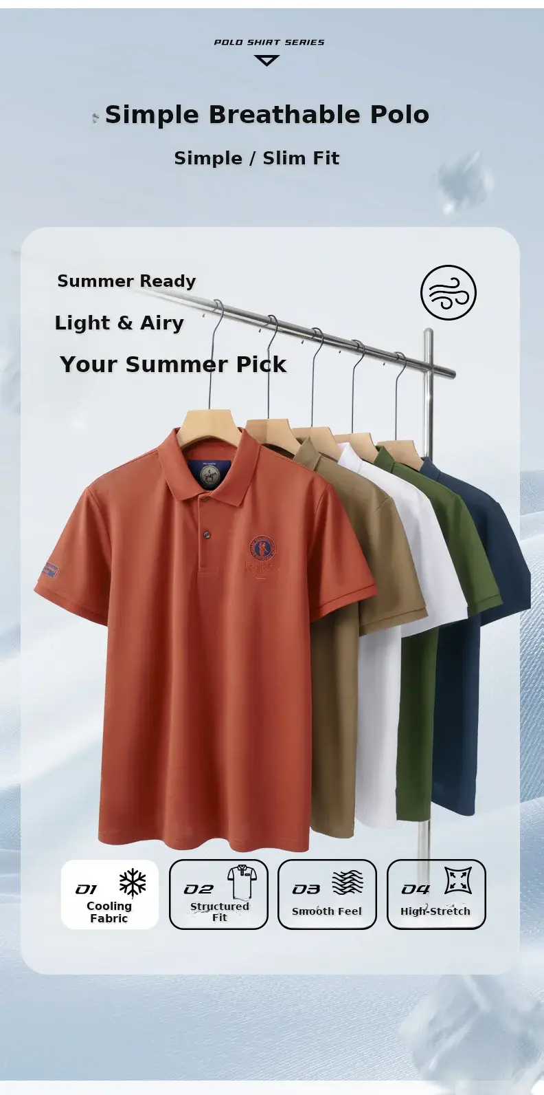 Men's White Polo Shirt with Embroidered Logo 220g — feature 7