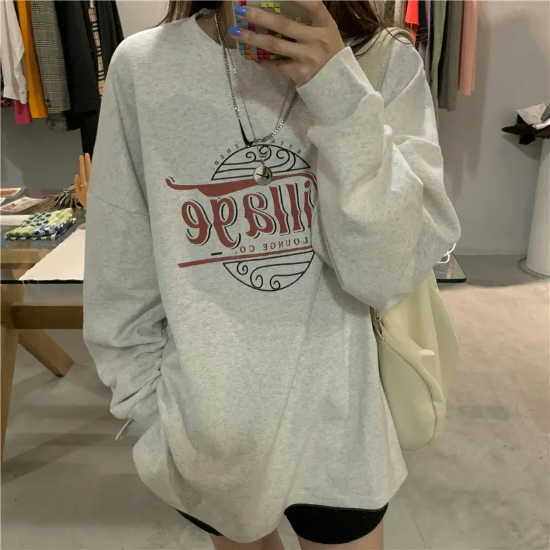 Women Grey Letter Printed Sweatshirt 2025 — feature 12