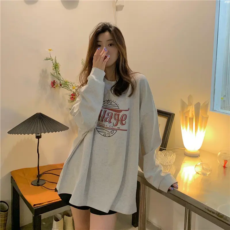 Women Grey Letter Printed Sweatshirt 2025 — feature 14