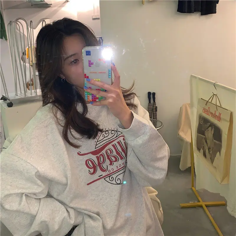 Women Grey Letter Printed Sweatshirt 2025 — feature 16