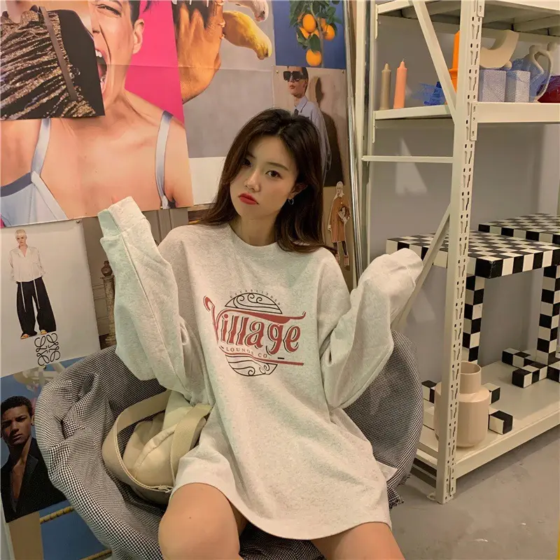 Women Grey Letter Printed Sweatshirt 2025 — feature 17