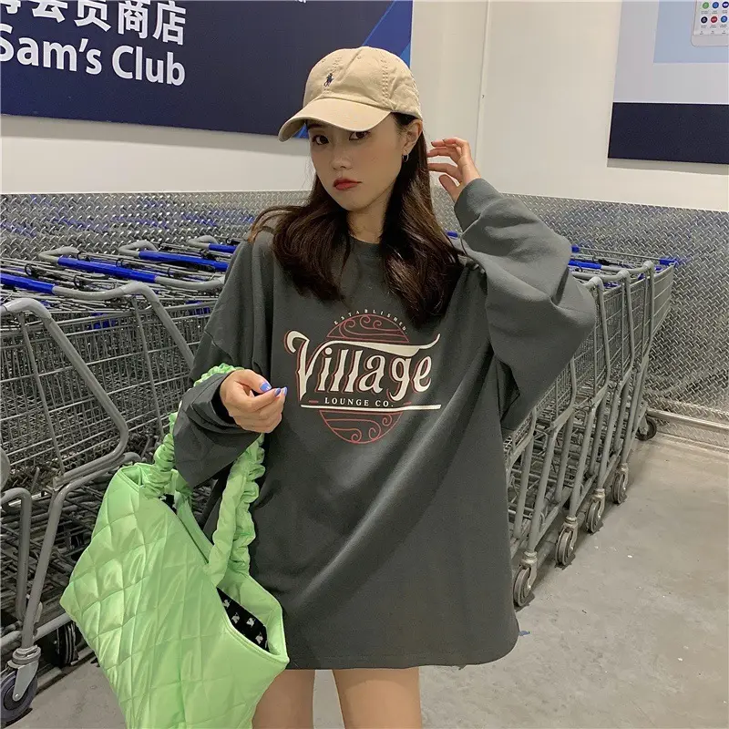 Women Grey Letter Printed Sweatshirt 2025 — feature 27
