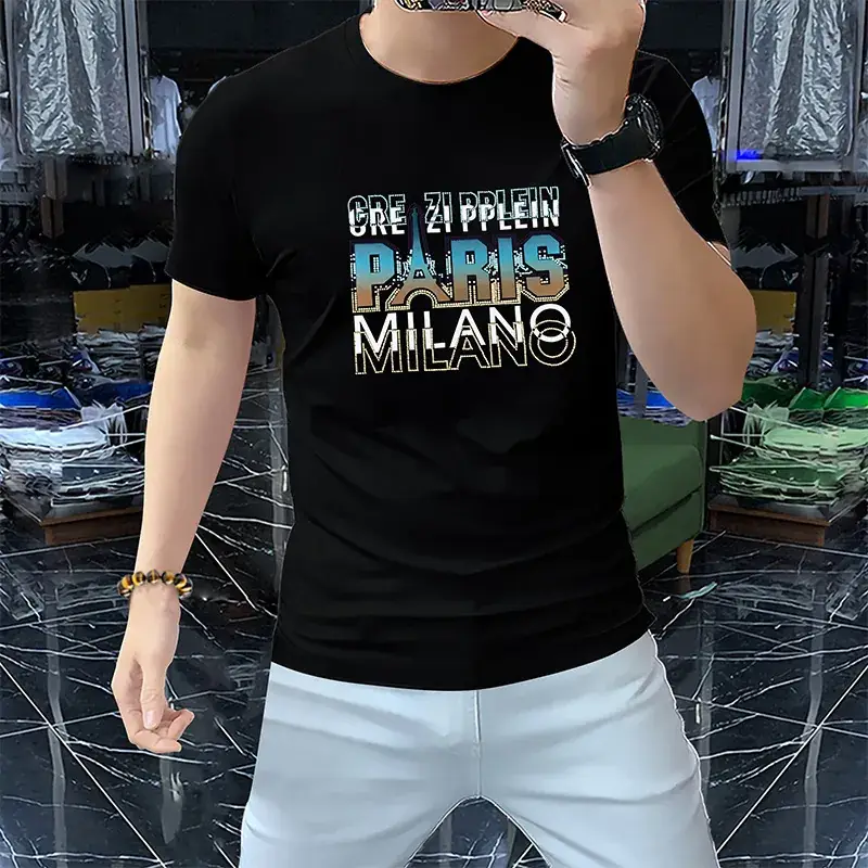 Men Green Milan Design T-Shirt Short Sleeve Round Neck - Image 2
