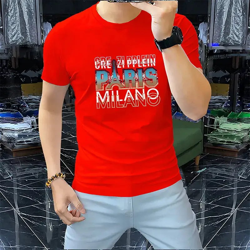 Men Green Milan Design T-Shirt Short Sleeve Round Neck - Image 3