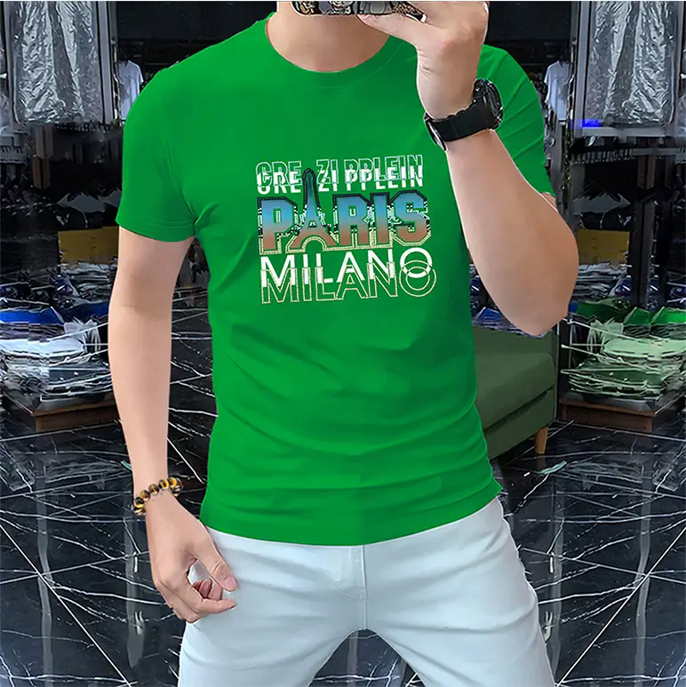 Men Green Milan Design T-Shirt Short Sleeve Round Neck — feature 14