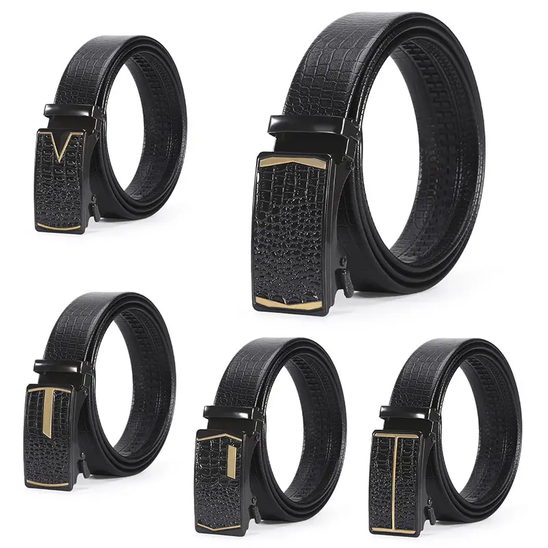 Men's Black Croc Leather Belt with Automatic Buckle - Image 16