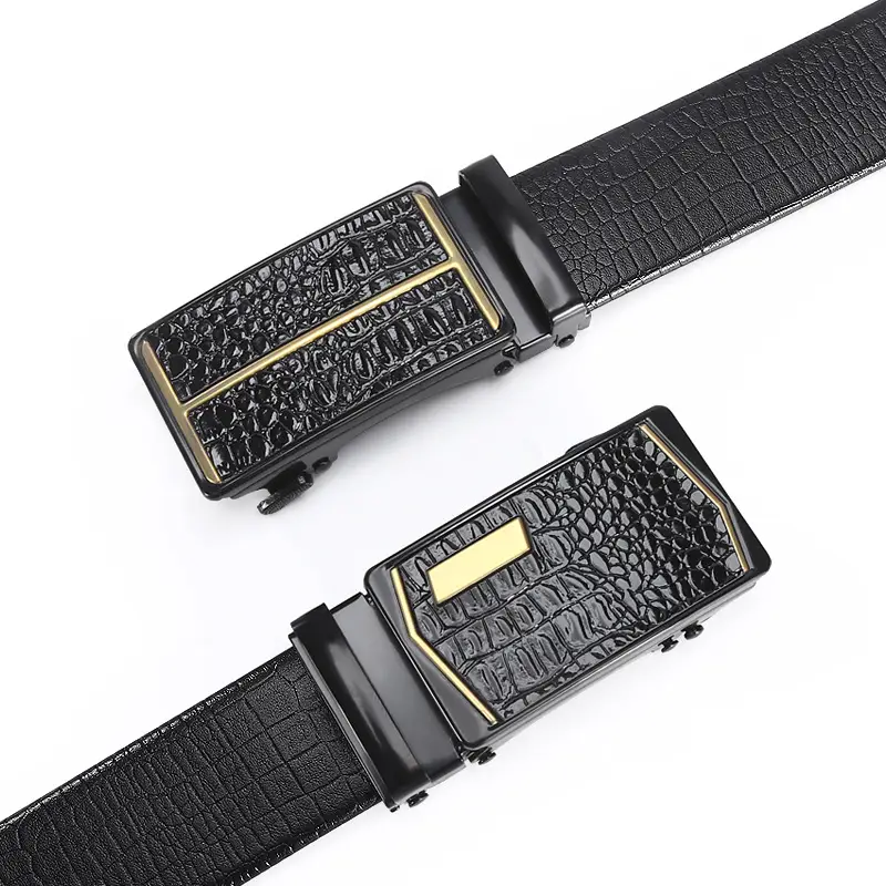 Men's Black Croc Leather Belt with Automatic Buckle - Image 17