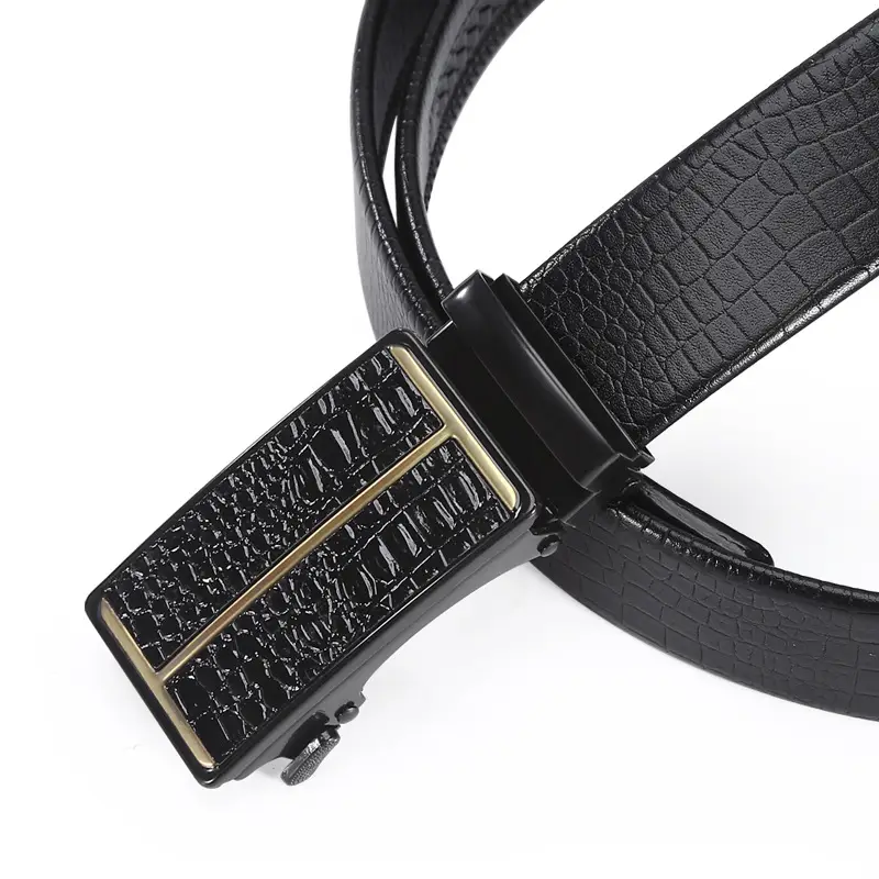 Men's Black Croc Leather Belt with Automatic Buckle - Image 18