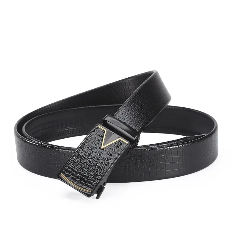 Men's Black Croc Leather Belt with Automatic Buckle - Image 19