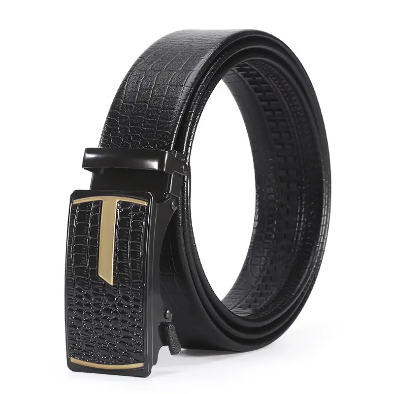 Men's Black Croc Leather Belt with Automatic Buckle - Image 20