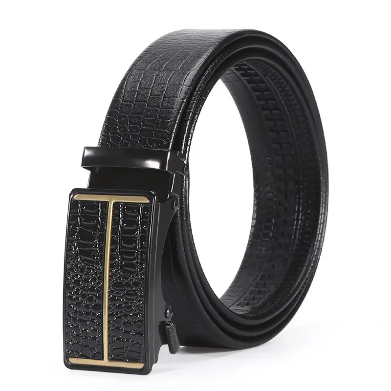 Men's Black Croc Leather Belt with Automatic Buckle - Image 12