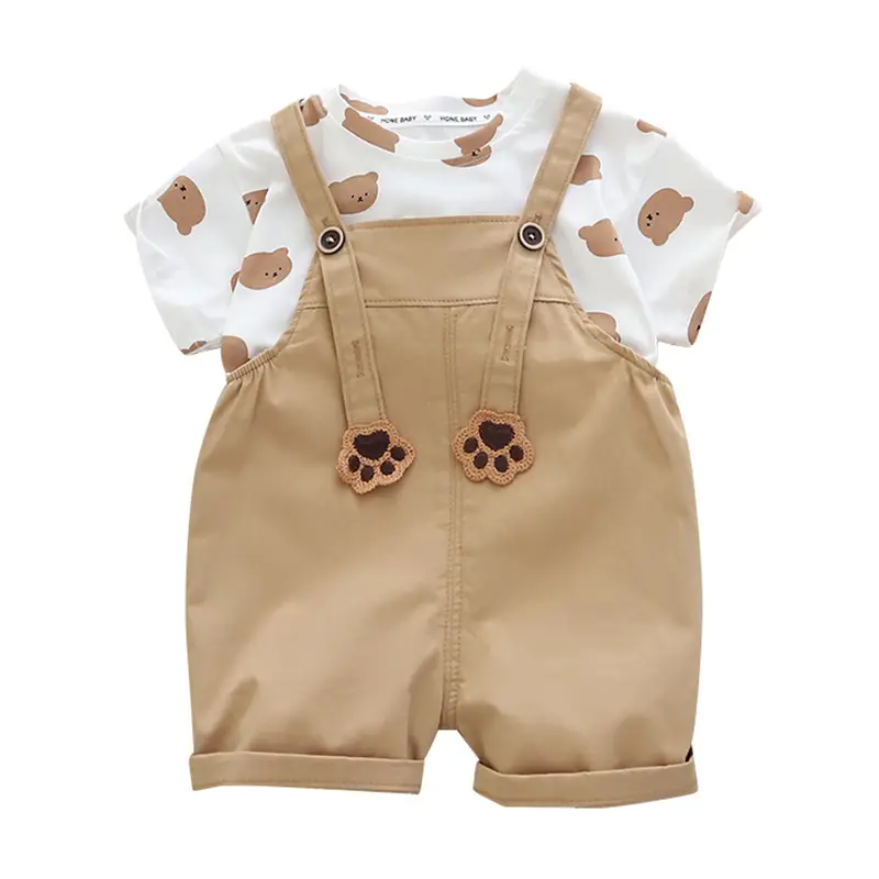 Boys Cartoon Print Strap Shorts Set Summer Wear - Image 5