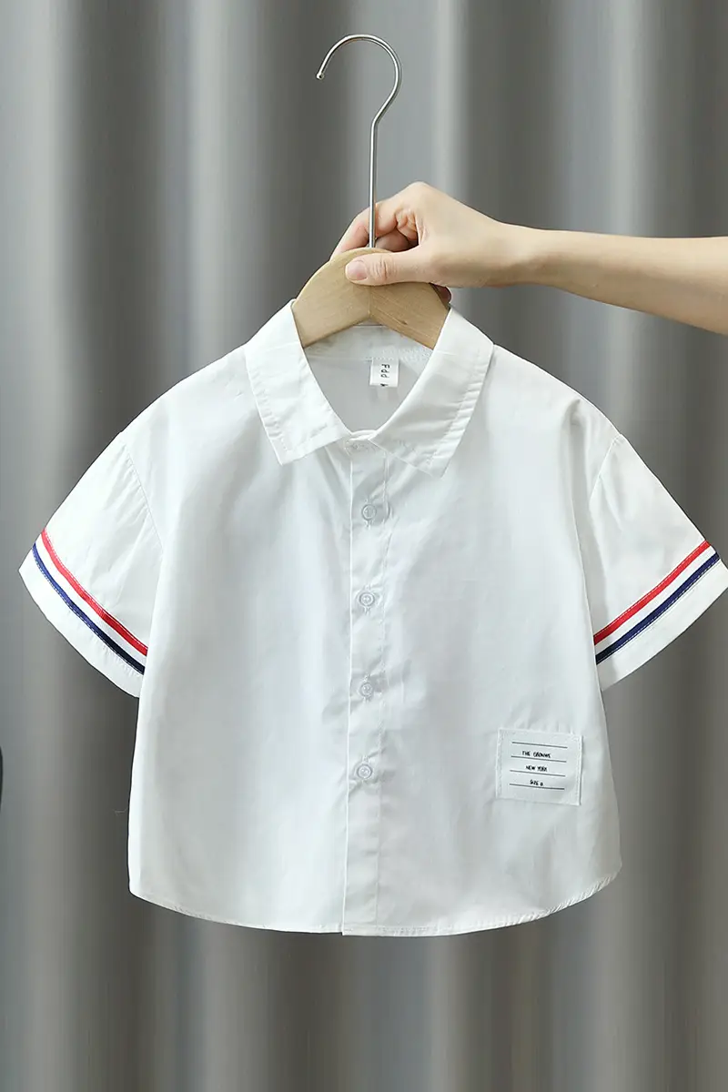 3326 Boys White Short Sleeve Shirt Summer 2025 — feature 1