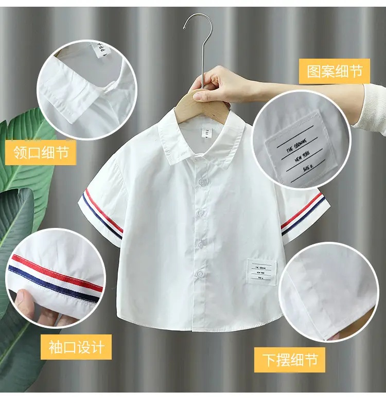 3326 Boys White Short Sleeve Shirt Summer 2025 — feature 5