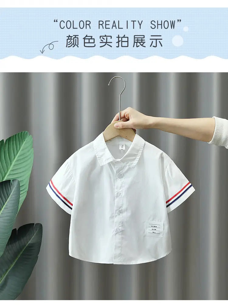3326 Boys White Short Sleeve Shirt Summer 2025 — feature 9