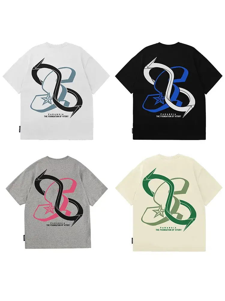 Men's Grey T-Shirt with Pink Graphic Design