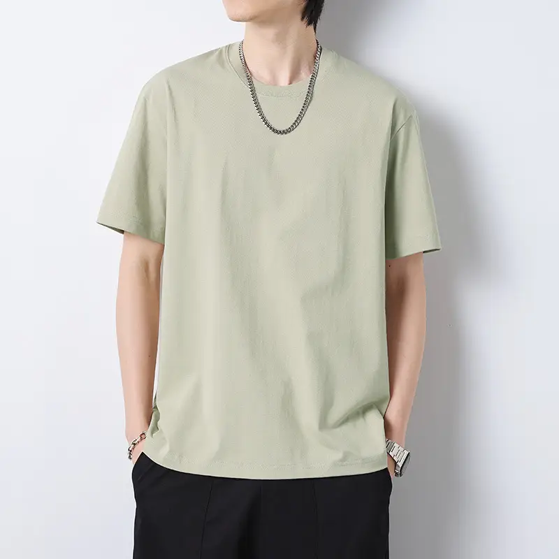 Men Heavy Cotton T-Shirt Light Blue Summer 2025 - Image 8