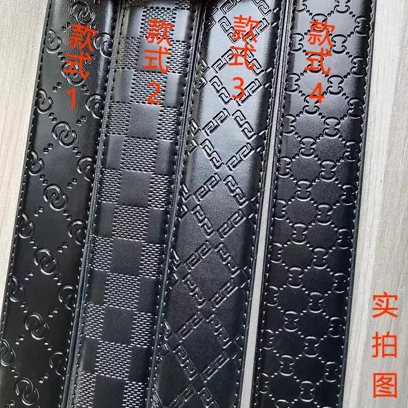 Men's Black Embossed Leather Belt with Automatic Buckle - Image 8