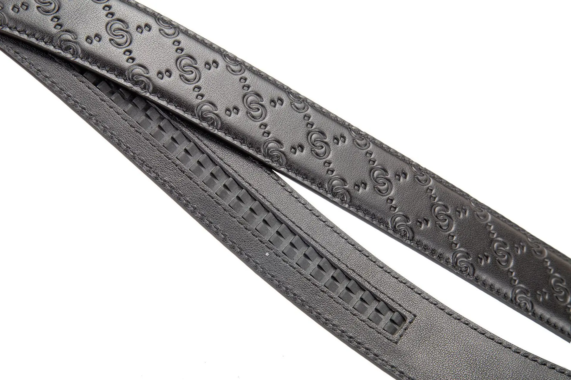 Men's Black Embossed Leather Belt with Automatic Buckle — feature 12