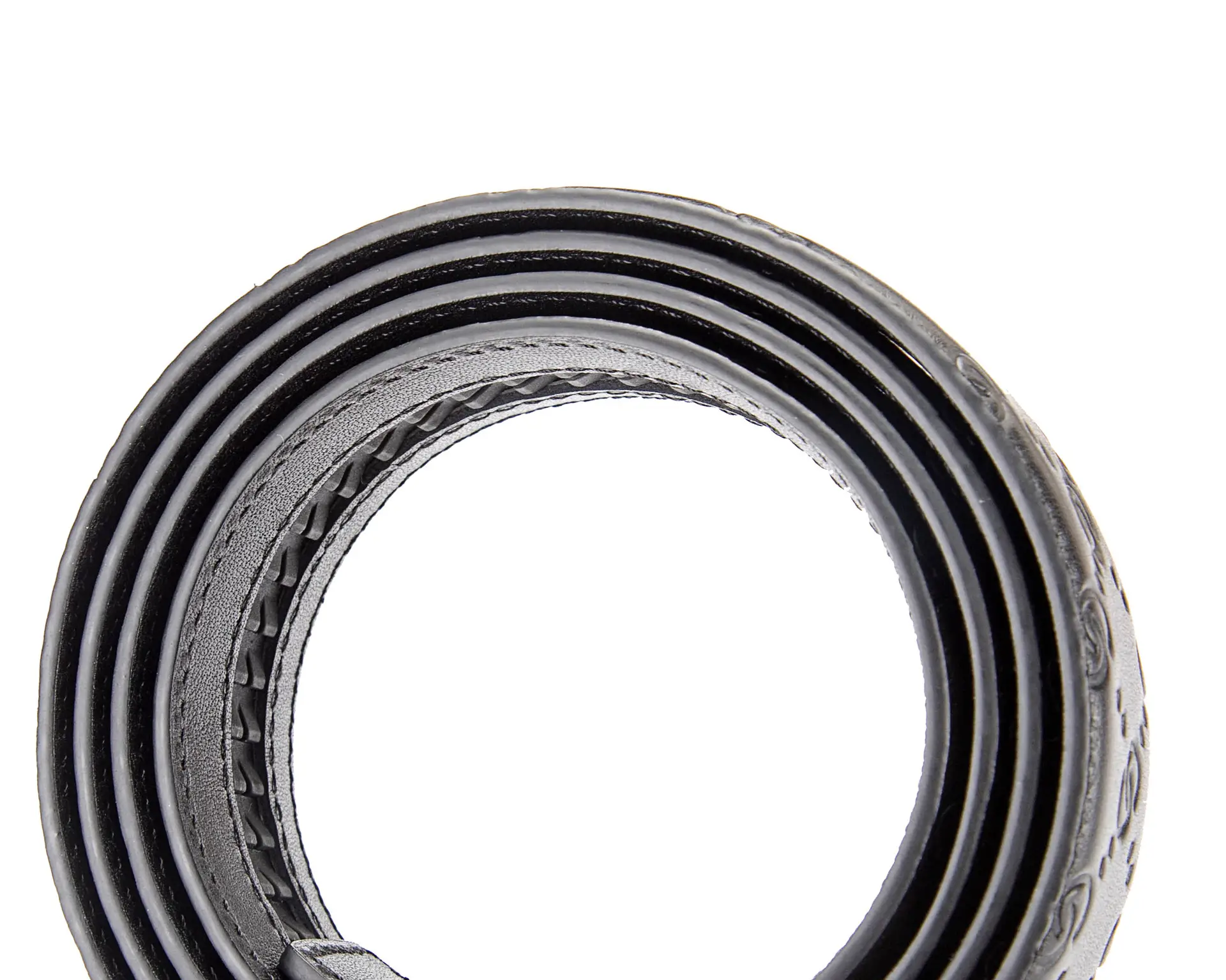 Men's Black Embossed Leather Belt with Automatic Buckle — feature 9