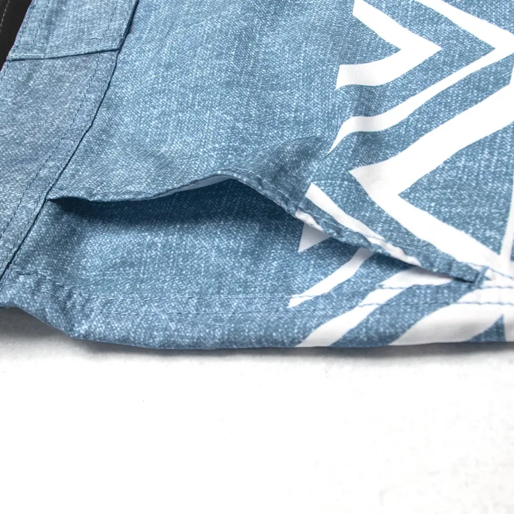 Men's Blue Patterned Quick-Drying Beach Shorts — feature 9