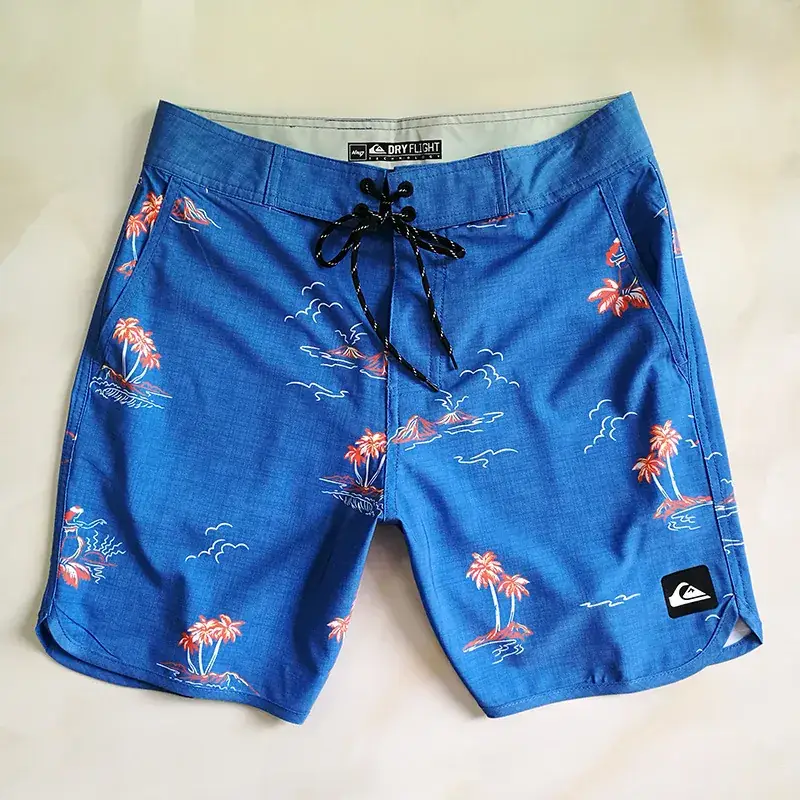 Men's Blue Patterned Quick-Drying Beach Shorts - Image 10