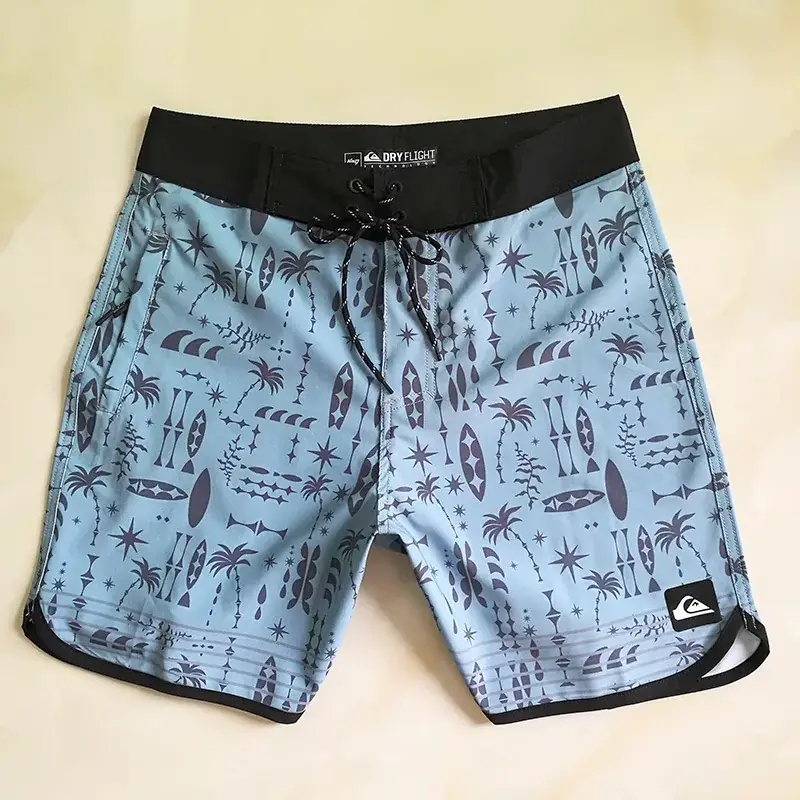 Men's Blue Patterned Quick-Drying Beach Shorts - Image 12