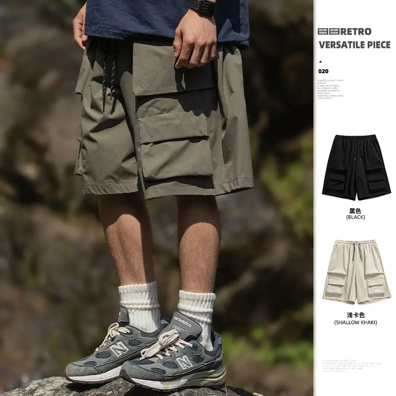 Japanese Style Cargo Shorts for Men Olive Green - Image 3
