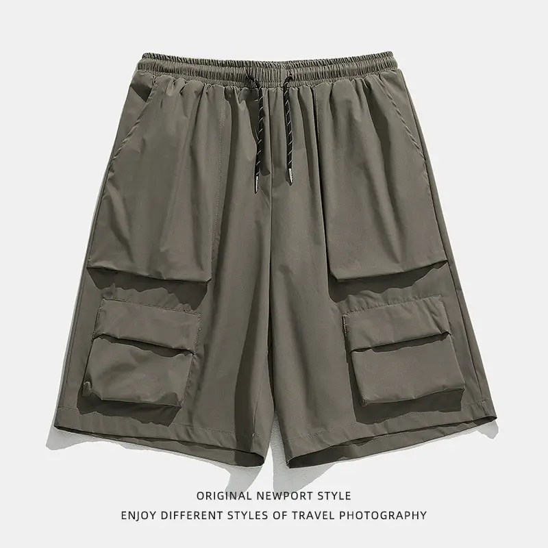 Japanese Style Cargo Shorts for Men Olive Green - Image 7