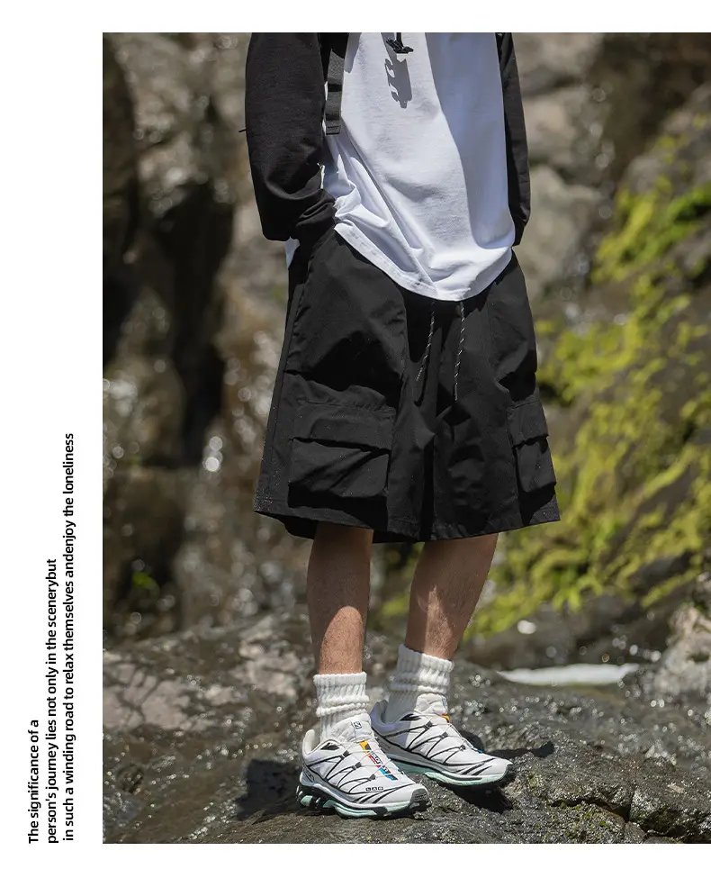 Japanese Style Cargo Shorts for Men Olive Green — feature 10