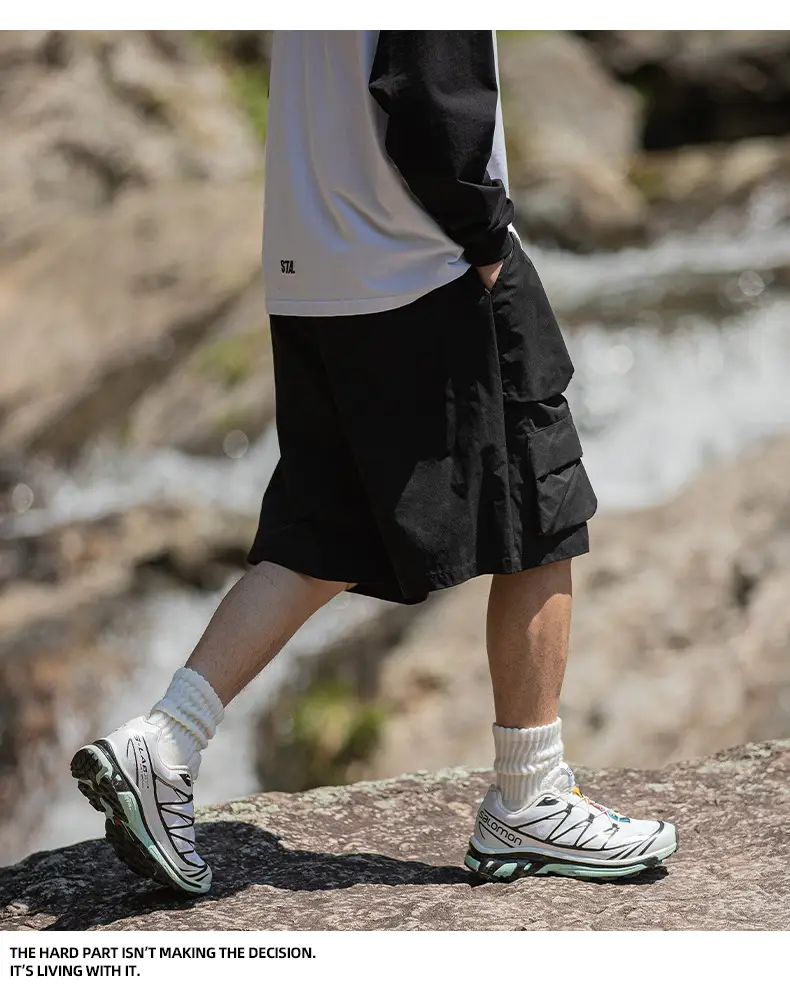 Japanese Style Cargo Shorts for Men Olive Green — feature 11