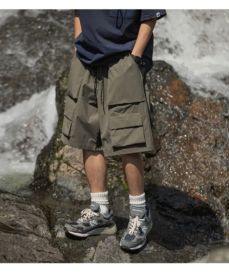 Japanese Style Cargo Shorts for Men Olive Green — feature 19