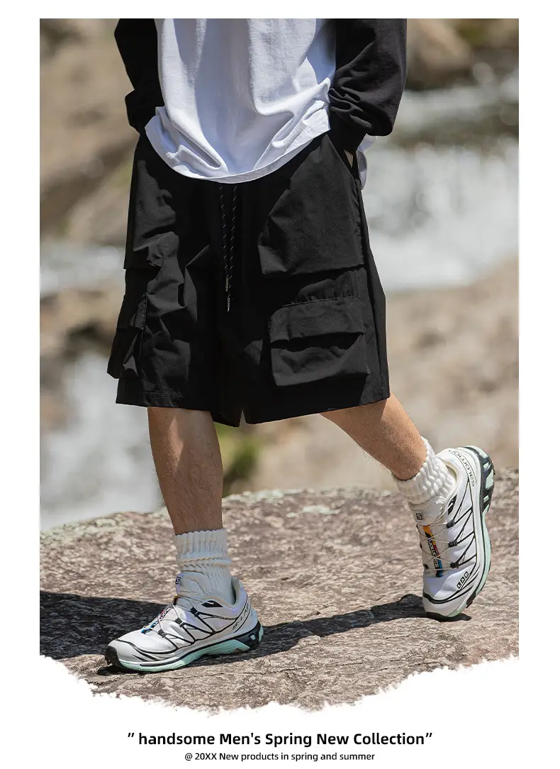 Japanese Style Cargo Shorts for Men Olive Green — feature 8