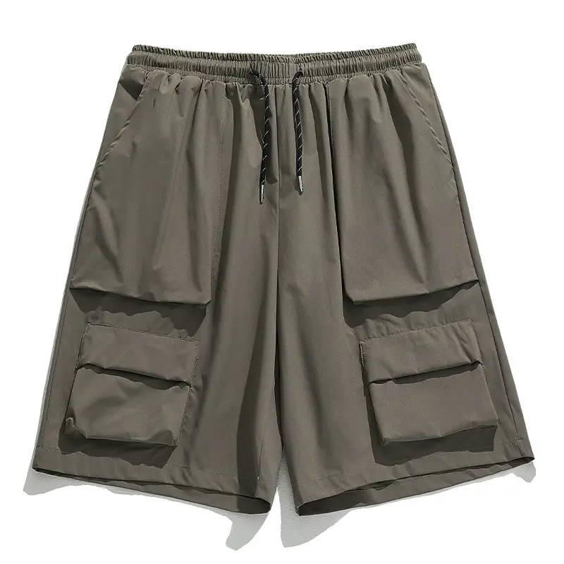 Japanese Style Cargo Shorts for Men Olive Green - Image 2